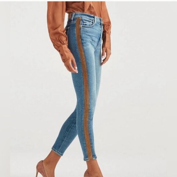 7 for all Mankind Luxe Vintage 27 4 skinny jeans retro metallic - Picture 1 of 11